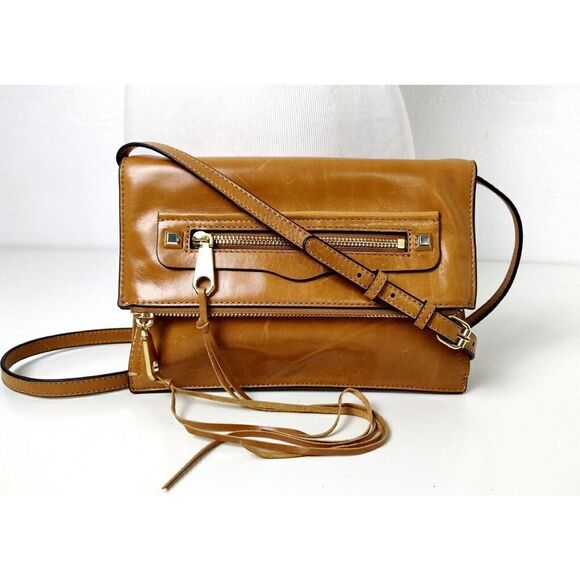 NWOT Rebecca Minkoff LIGHT TAN BROWN GENUINE LEATHER ENVELOPE SHOULDER BAG XBODY - Picture 5 of 12